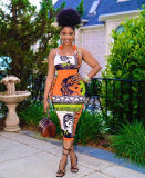 Women summer suspenders character print dress