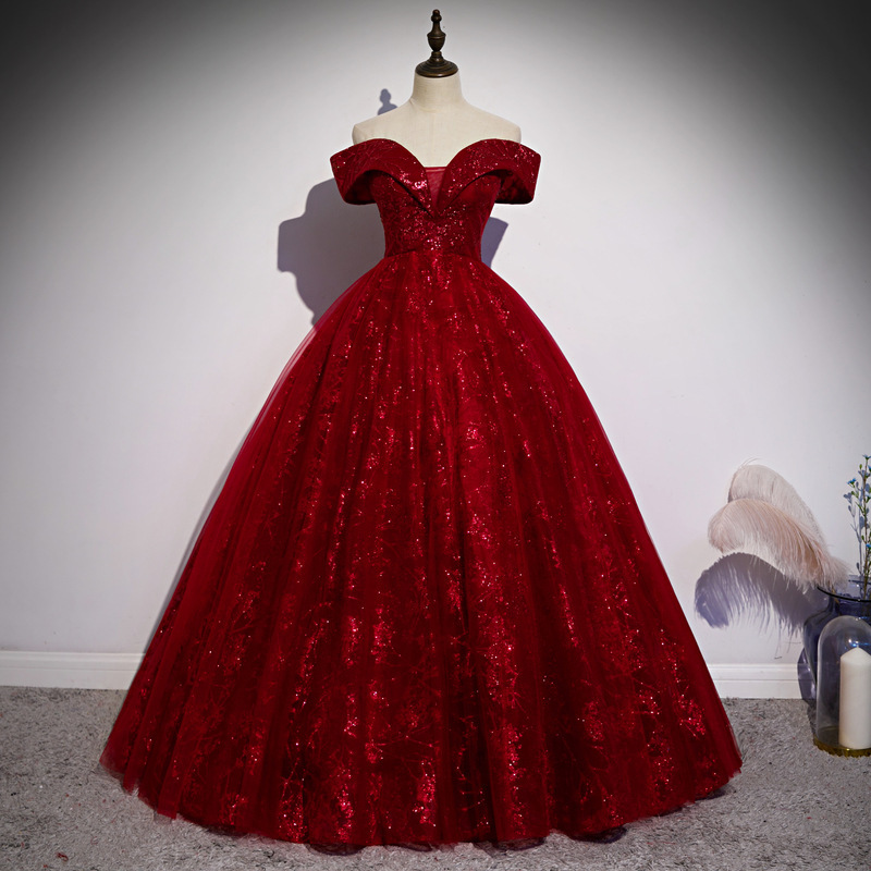 Women Red Off Shoulder Formal Party Evening Dress