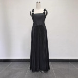 Plus Size Women Crop Top and pleated Skirt two-piece set