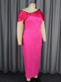 Spring Summer Bow Off Shoulder Beaded Party Cocktail Dress