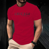 Summer Letter Print Trendy Men's Short Sleeve Casual Round Neck T-Shirt