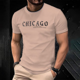 Summer Letter Print Trendy Men's Short Sleeve Casual Round Neck T-Shirt