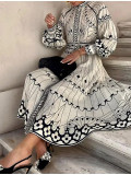 Spring Women's Elegant Long Sleeve Printed Long Dress