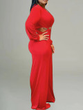 Feminine Solid Color Women's Long Sleeve Jumpsuit