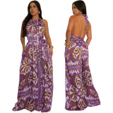 Fashion Women's Summer Holiday Style Sexy Low Back Jumpsuit
