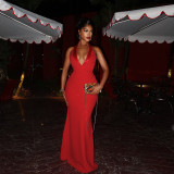 Women's Spring Deep V Sleeveless Sexy Low-Back Slim Bodycon Dress