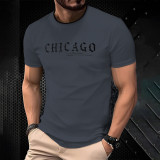 Summer Letter Print Trendy Men's Short Sleeve Casual Round Neck T-Shirt