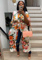 Summer Autumn Women's Fashion Loose Print Shirt Dress