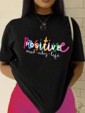Women's Solid Color Letter Printed T-Shirt