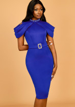 Spring Summer Cutout-Shoulder Half High-Neck Elegant Bodycon Dress Spring Summer Cutout-Shoulder Half High-Neck Elegant Bodycon Dress