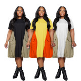 Summer Plus Size Women's Patchwork Loose Maxi Dress