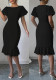 Women's Fashion Elegant Plus Size Round Neck Ruffle Midi Dress
