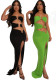 Fashion Women's Metal Decoration Solid Color Low Back Sexy Strapless Slit Long Dress