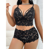 Plus Size Sexy Lace See-Through Lingerie Temptation Pajamas Home Clothes Women's Set