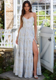 Sexy Strapless Pearl Bead Women Summer Long Beach Holiday Dress