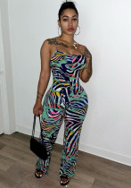 Fashion Sexy Printed Strap Casual Women's Jumpsuit