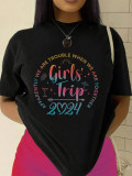 Women's Solid Color Letter Printed T-Shirt