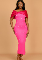 Spring Summer Bow Off Shoulder Beaded Party Cocktail Dress Spring Summer Bow Off Shoulder Beaded Party Cocktail Dress