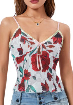 Flower Sexy Strap Floral Vest Flower Sexy Strap Floral Vest