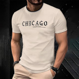 Summer Letter Print Trendy Men's Short Sleeve Casual Round Neck T-Shirt