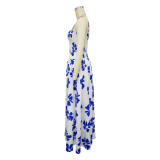 Women's Summer Bohemian Strap Top Swinging Skirt Two Piece Set