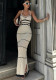 Summer Knitted Contrast Bohemian Strap Slim Long Dress