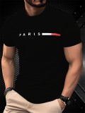 Men's Summer Letter Print Short Sleeve Casual Round Neck T-Shirt