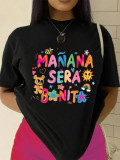 Women's Solid Color Letter Printed T-Shirt