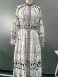 Spring Women's Elegant Long Sleeve Printed Long Dress