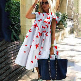 Women's Summer Plus Size Round Neck Print Casual Swing Dress