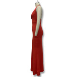 Women's Spring Deep V Sleeveless Sexy Low-Back Slim Bodycon Dress