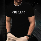 Summer Letter Print Trendy Men's Short Sleeve Casual Round Neck T-Shirt