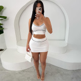 Women Spring Summer Sexy Crop Tank Top and Bodycon Skirt Casual Two-Piece Set
