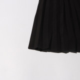 Off-Shoulder Strap Top High-Waist Pleated Skirt Two Piece Set