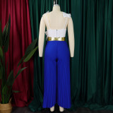 Women's Sexy Ruffle Sleeveless Top Wide Leg Pants Fashion Suit