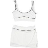 Women Spring Summer Sexy Crop Tank Top and Bodycon Skirt Casual Two-Piece Set