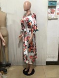 Summer Autumn Women's Fashion Loose Print Shirt Dress