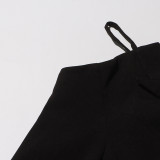 Off-Shoulder Strap Top High-Waist Pleated Skirt Two Piece Set