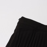 Off-Shoulder Strap Top High-Waist Pleated Skirt Two Piece Set