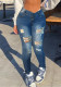Women Ripped Stretchy Denim Pants