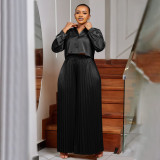 Plus Size Women Fall and Winter Casual Shirt Top and Wide Leg Pants Two-Piece Set