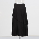 Off-Shoulder Strap Top High-Waist Pleated Skirt Two Piece Set