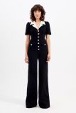 Elegant Career Women Short Sleeve Two Piece Pants Set Office Wear