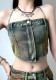 Women Sexy Zipper Strapless Denim Top