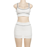 Women Spring Summer Sexy Crop Tank Top and Bodycon Skirt Casual Two-Piece Set