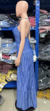 Spring Women's Sweet Sexy V-Neck Strap Low-Back Wide Leg Jumpsuit