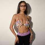 Women Sexy Beach Chain Hollow Party Chest Chain Backless Halter Neck Suspender Bikini Top
