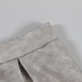 Summer Letter Ribbed Tight Fitting Short Vest Top Pleated Skirt Set