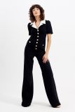 Elegant Career Women Short Sleeve Two Piece Pants Set Office Wear
