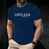 Summer Letter Print Trendy Men's Short Sleeve Casual Round Neck T-Shirt